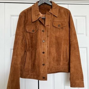 Suede truckers coat